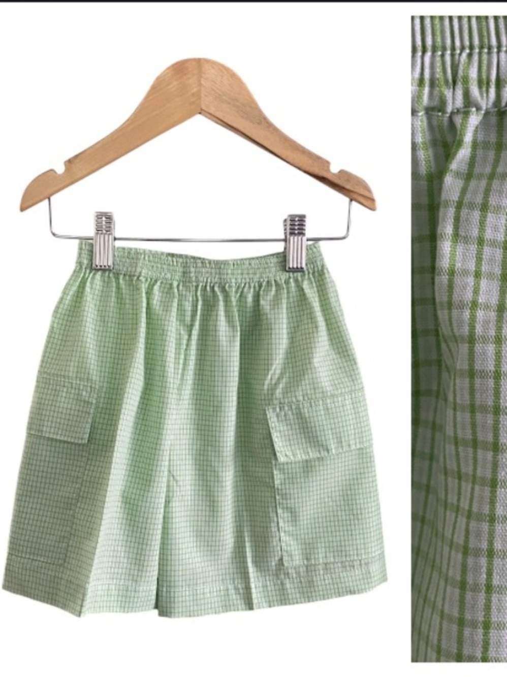 Remember Nguyen Lime Green White Plaid Pull On Shorts 4t